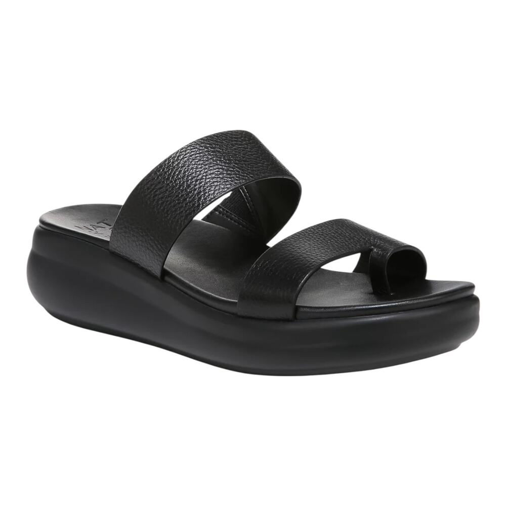 Naturalizer Women's Leather Drift 2 Thong Slide Sandals Black Size 7 1/2 W